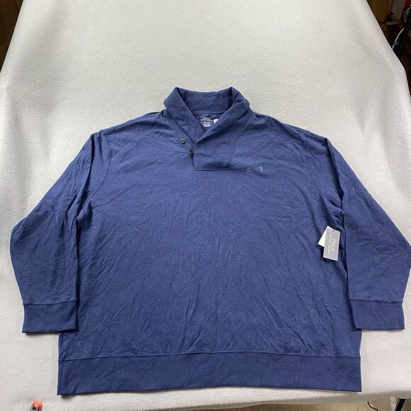 Polo Ralph Lauren Sweater Mens 4XB Navy Sweatshirt Shawl Neck‎ Pullover Pony - Picture 1 of 8
